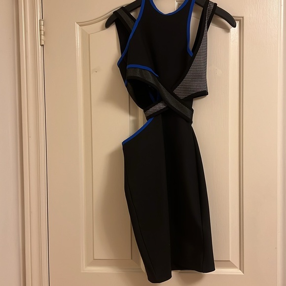 Alexander Wang x H&M Halter neck Gray w/ Blue Bodycon Dress SZ 2 like 0 - Picture 3 of 3